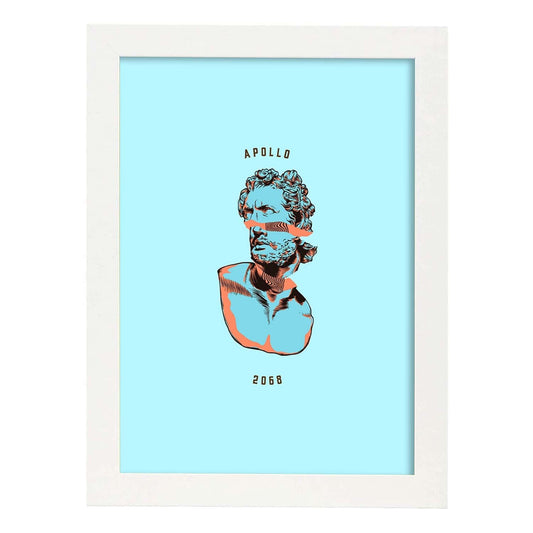 Lámina de Apolo. Pósters con bustos minimalistas de los dioses de la mitología griega.-Artwork-Nacnic-A4-Marco Blanco-Nacnic Estudio SL
