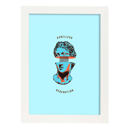 Lámina de Aquiles. Pósters con bustos minimalistas de los dioses de la mitología griega.-Artwork-Nacnic-A4-Marco Blanco-Nacnic Estudio SL