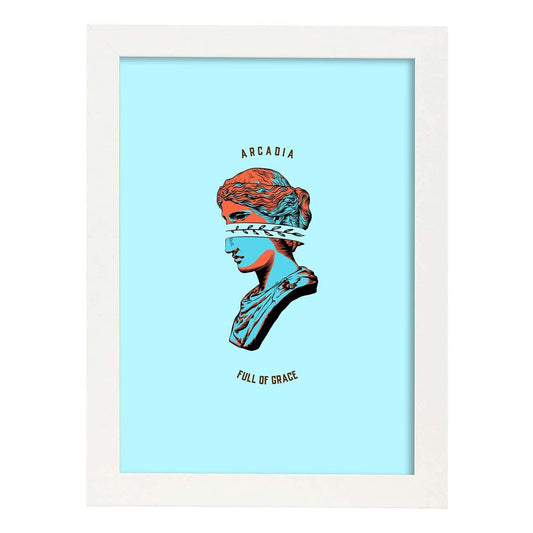 Lámina de Arcadia. Pósters con bustos minimalistas de los dioses de la mitología griega.-Artwork-Nacnic-A4-Marco Blanco-Nacnic Estudio SL