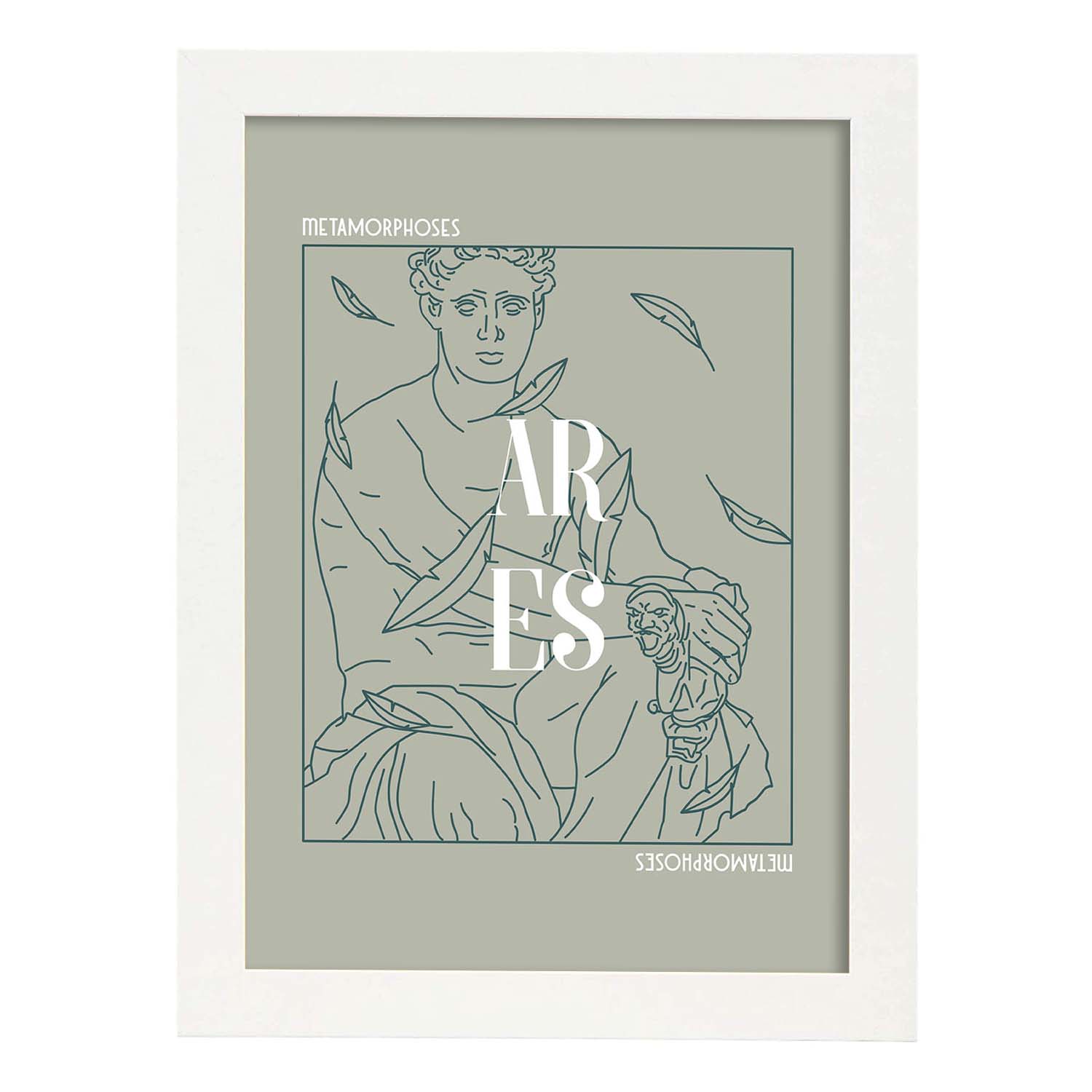 Lámina de Ares. Pósters con ilustraciones minimalistas de los dioses de la mitología griega.-Artwork-Nacnic-A3-Marco Blanco-Nacnic Estudio SL