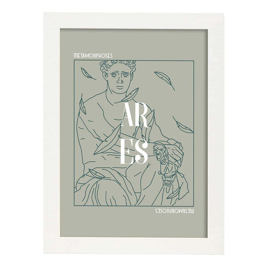Lámina de Ares. Pósters con ilustraciones minimalistas de los dioses de la mitología griega.-Artwork-Nacnic-A4-Marco Blanco-Nacnic Estudio SL