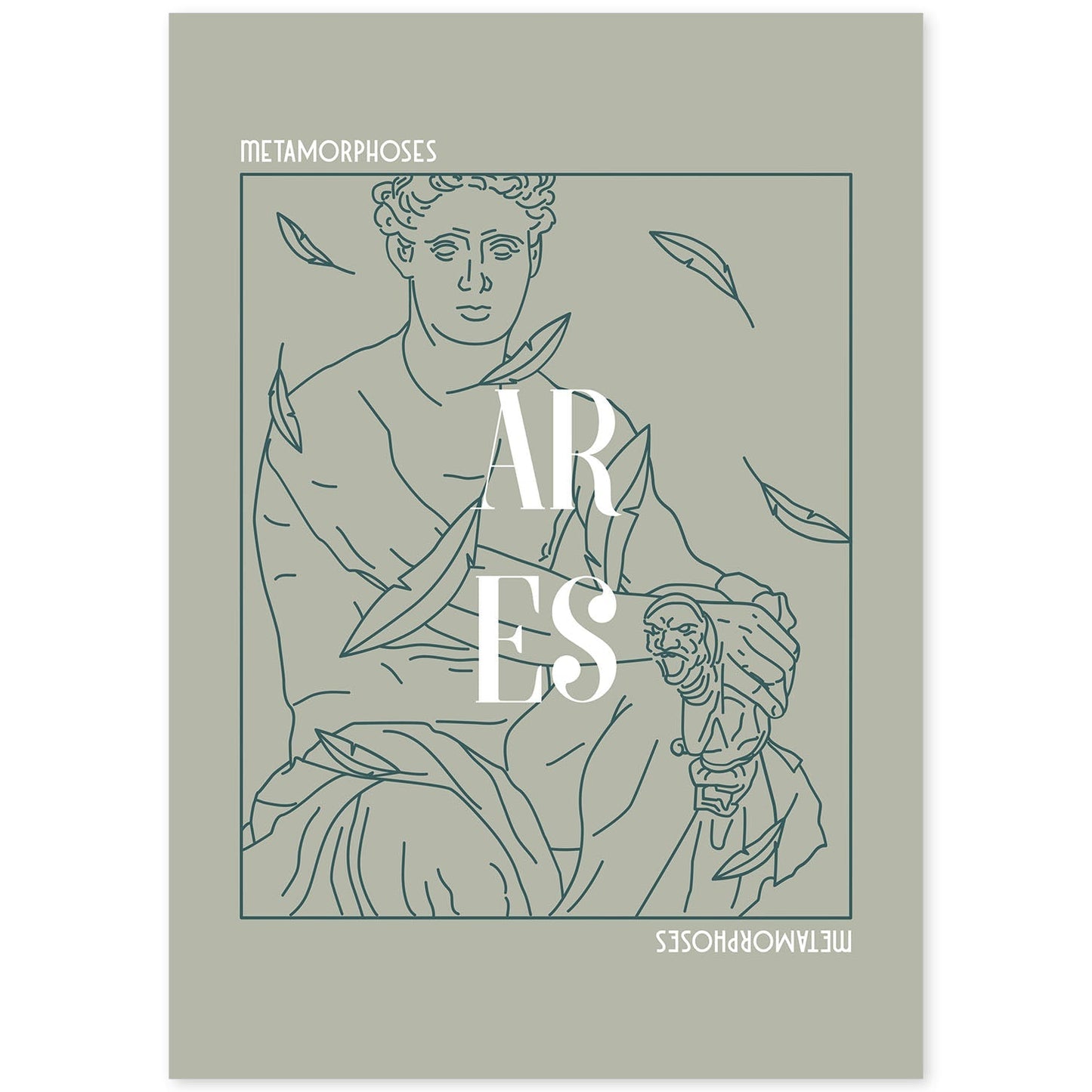 Lámina de Ares. Pósters con ilustraciones minimalistas de los dioses de la mitología griega.-Artwork-Nacnic-A4-Sin marco-Nacnic Estudio SL
