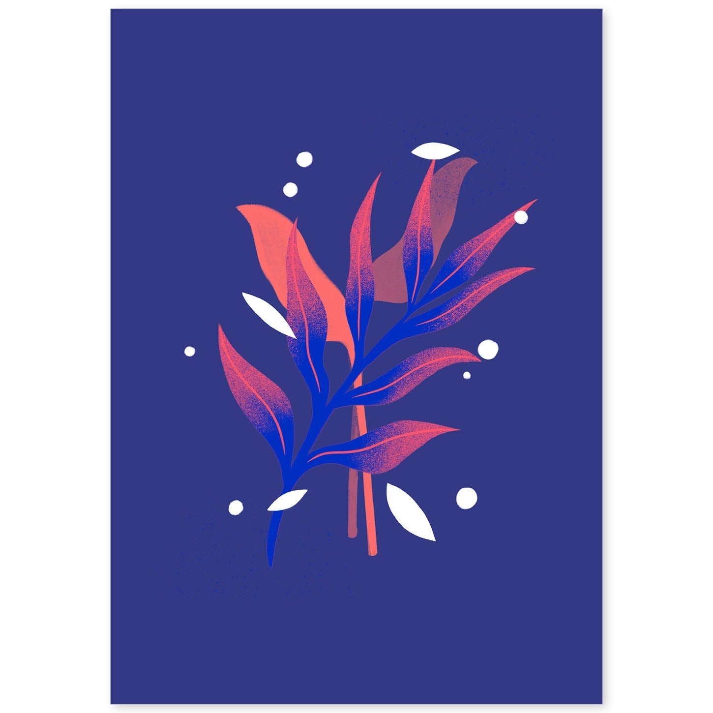 Lámina de arte abstracto Planta azul. Pósters florales coloridos.-Artwork-Nacnic-A4-Sin marco-Nacnic Estudio SL