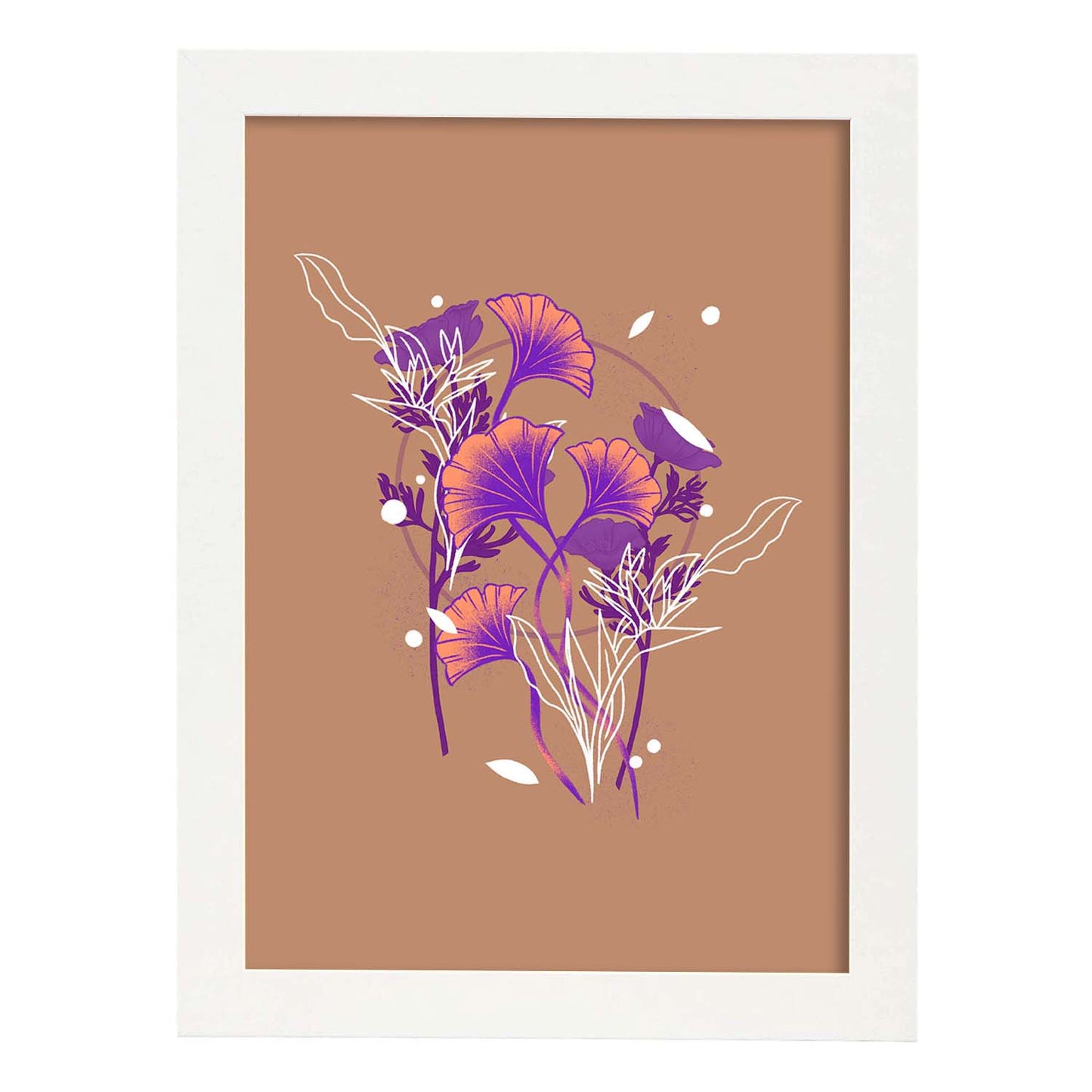 Lámina de arte abstracto Planta morada. Pósters florales coloridos.-Artwork-Nacnic-A3-Marco Blanco-Nacnic Estudio SL