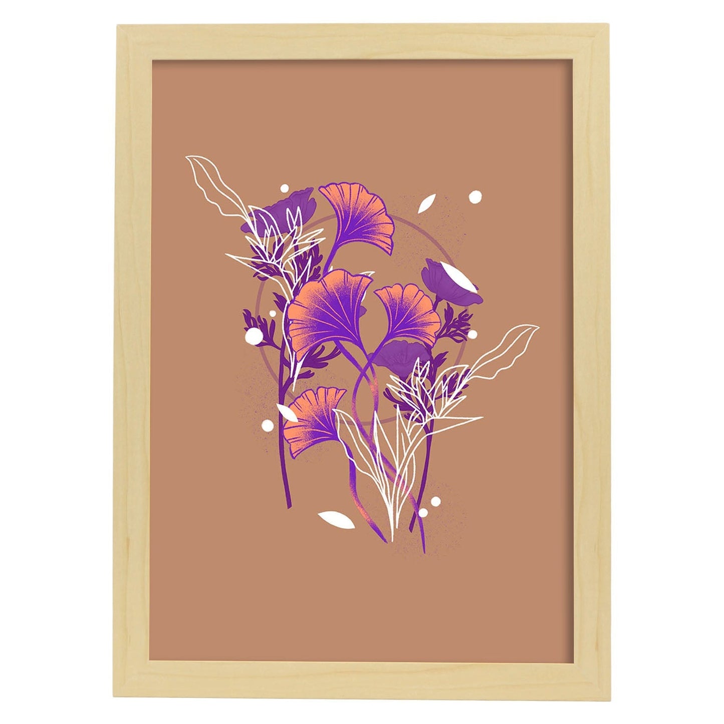 Lámina de arte abstracto Planta morada. Pósters florales coloridos.-Artwork-Nacnic-A3-Marco Madera clara-Nacnic Estudio SL