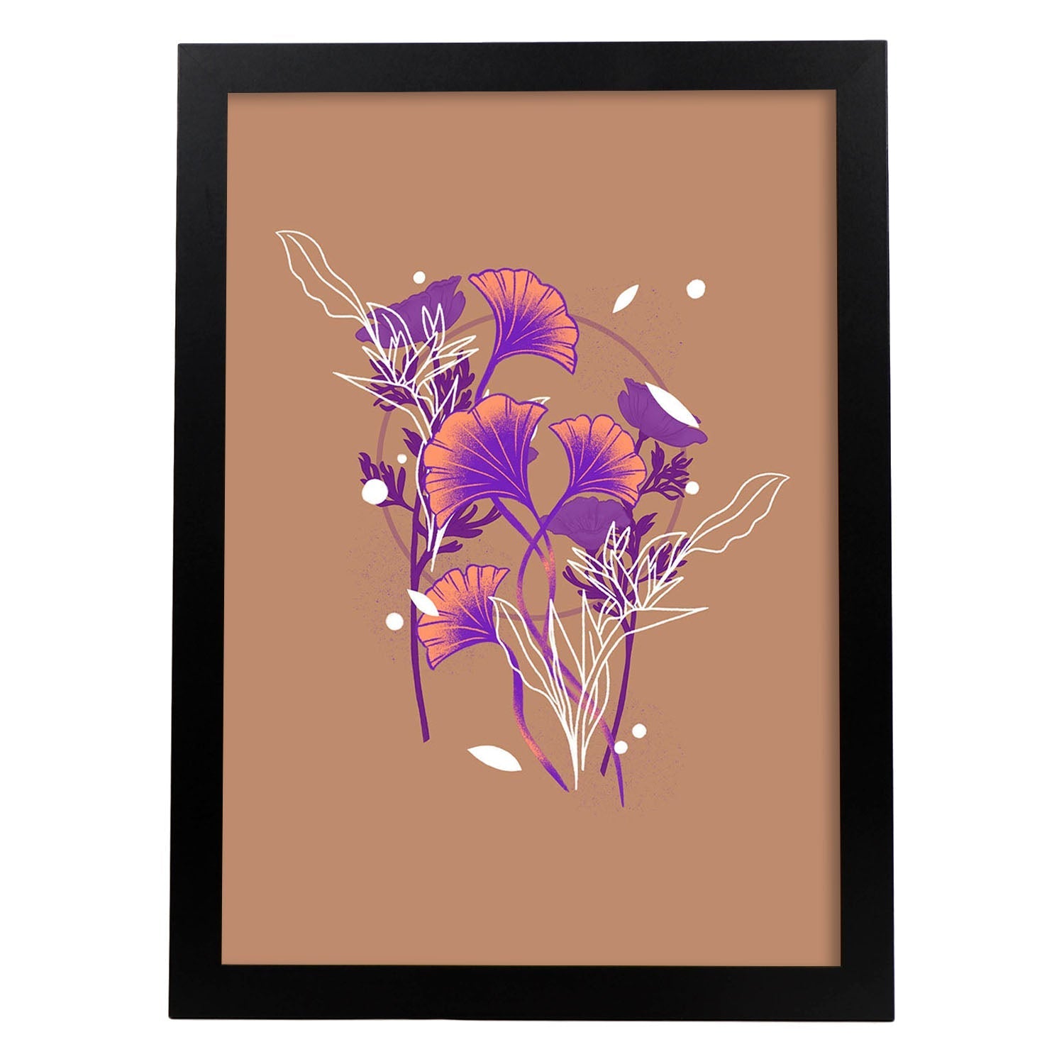 Lámina de arte abstracto Planta morada. Pósters florales coloridos.-Artwork-Nacnic-A3-Marco Negro-Nacnic Estudio SL