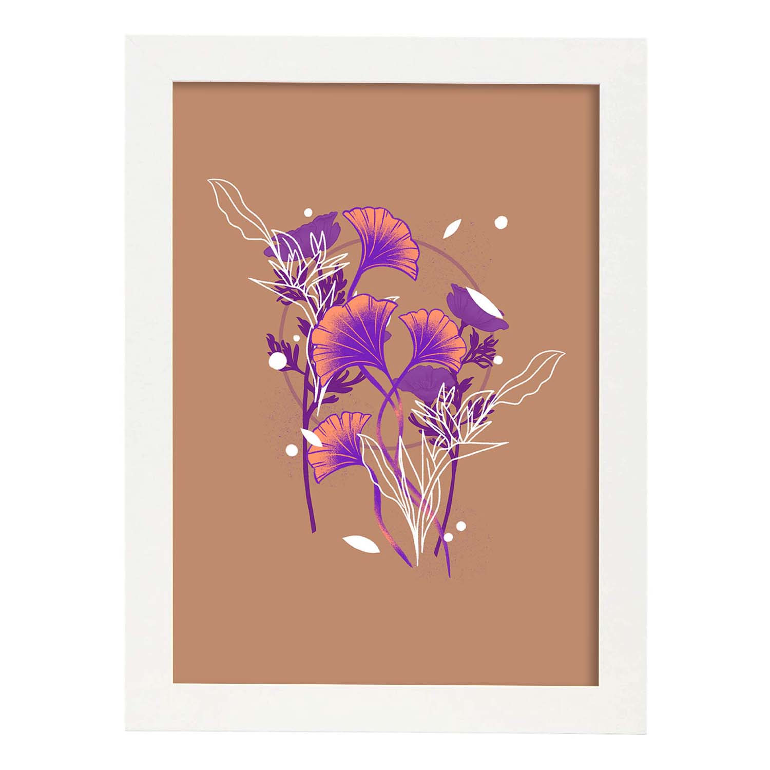 Lámina de arte abstracto Planta morada. Pósters florales coloridos.-Artwork-Nacnic-A4-Marco Blanco-Nacnic Estudio SL
