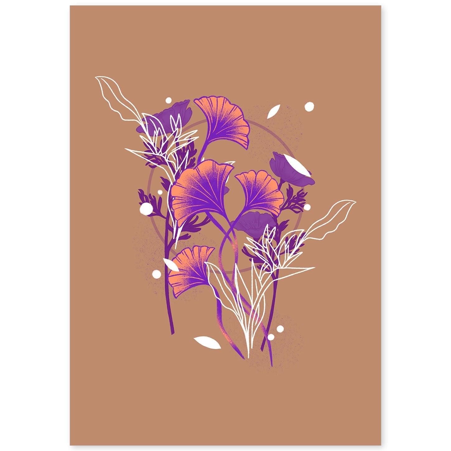 Lámina de arte abstracto Planta morada. Pósters florales coloridos.-Artwork-Nacnic-A4-Sin marco-Nacnic Estudio SL