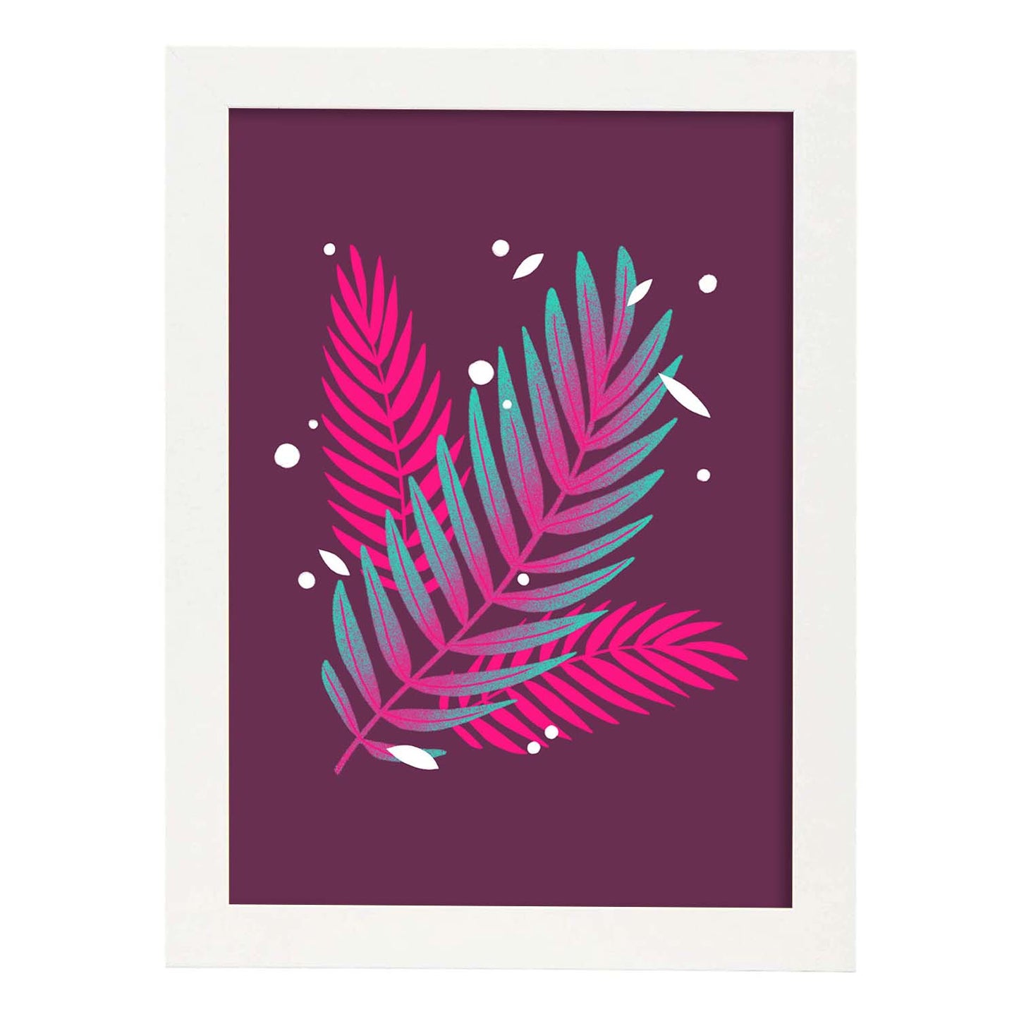 Lámina de arte abstracto Planta rosa. Pósters florales coloridos.-Artwork-Nacnic-A3-Marco Blanco-Nacnic Estudio SL