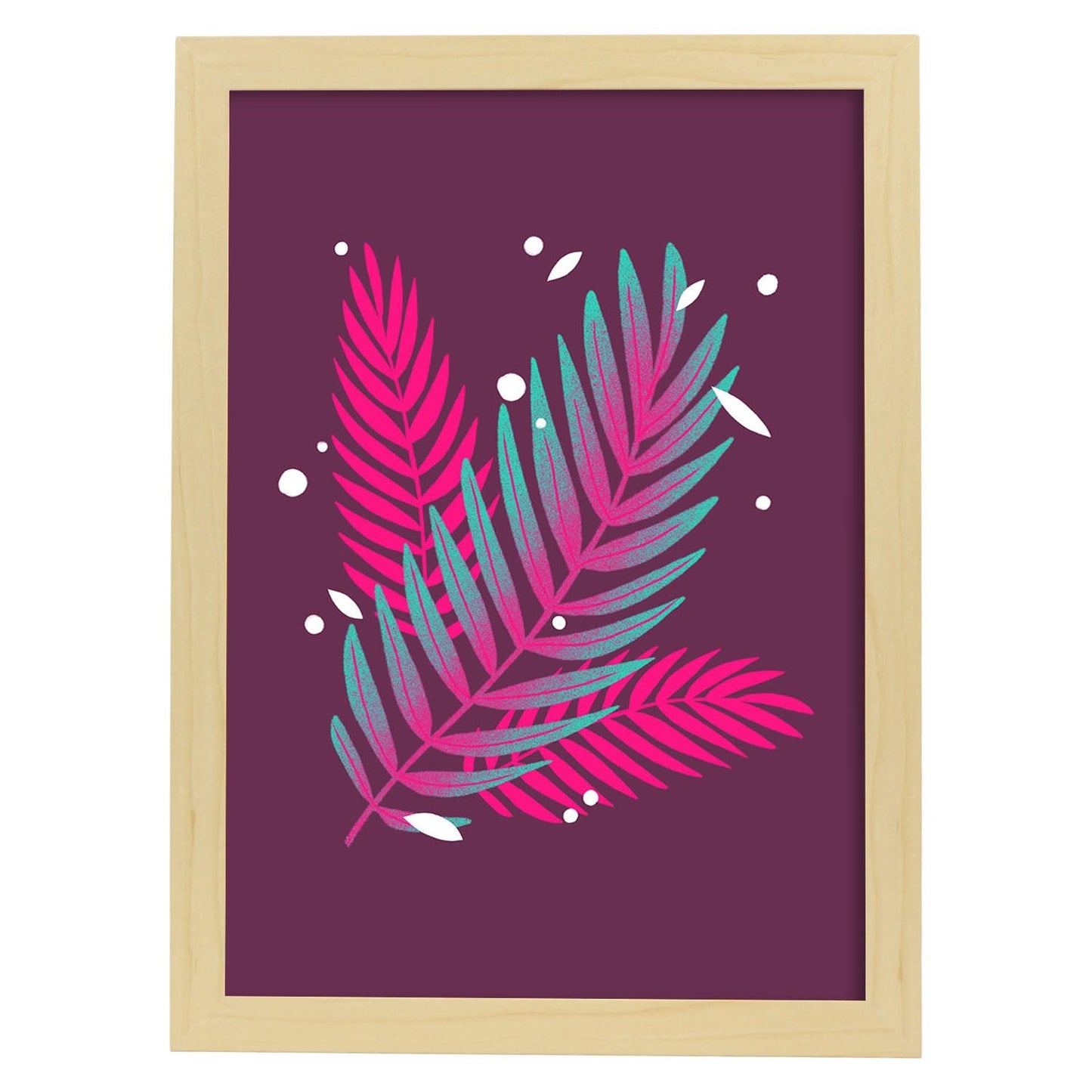 Lámina de arte abstracto Planta rosa. Pósters florales coloridos.-Artwork-Nacnic-A3-Marco Madera clara-Nacnic Estudio SL