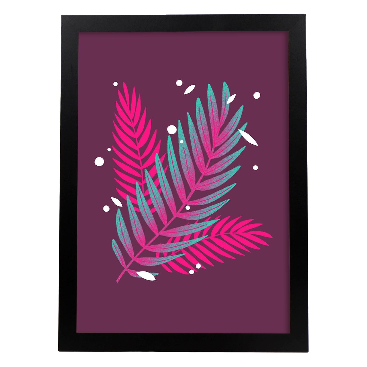 Lámina de arte abstracto Planta rosa. Pósters florales coloridos.-Artwork-Nacnic-A3-Marco Negro-Nacnic Estudio SL