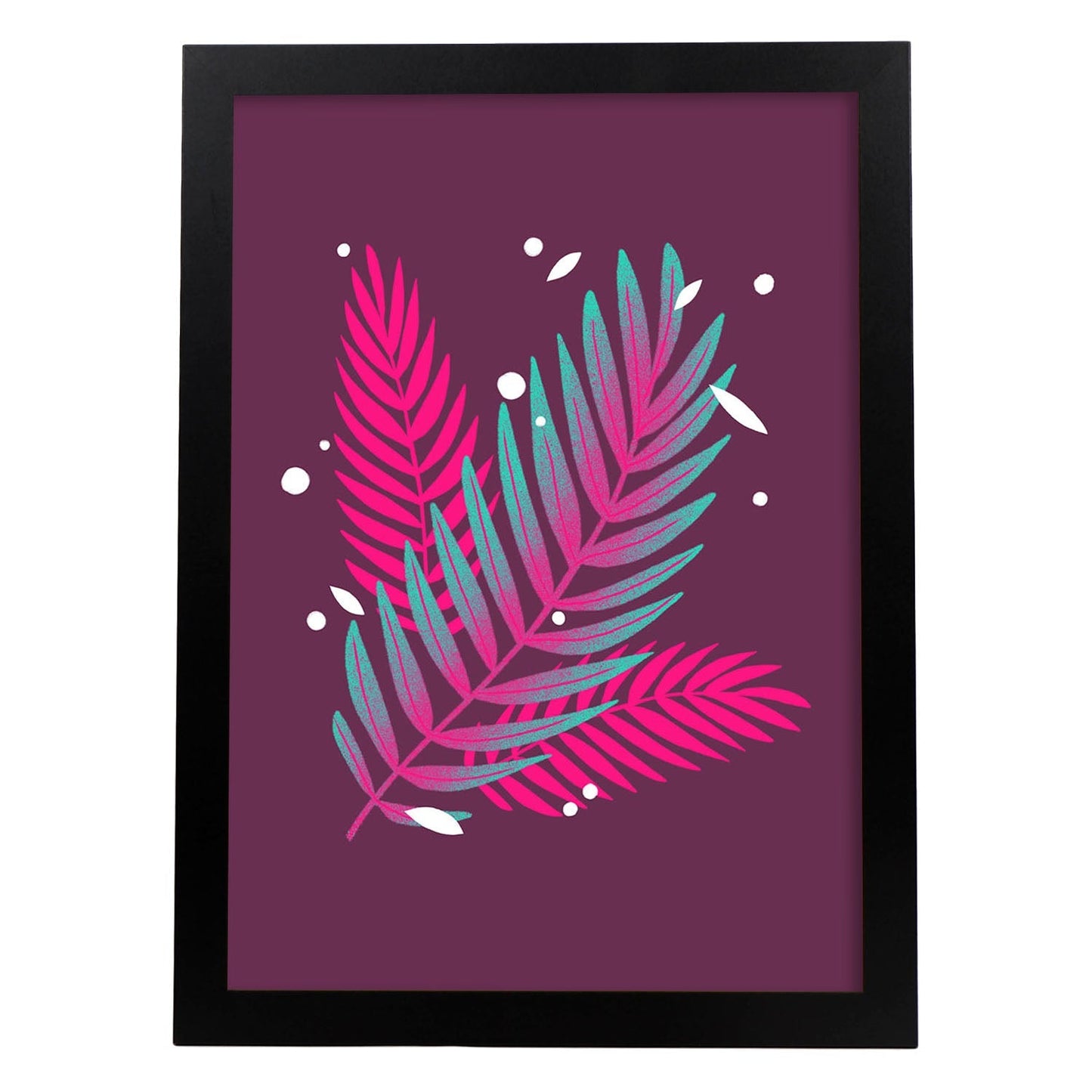 Lámina de arte abstracto Planta rosa. Pósters florales coloridos.-Artwork-Nacnic-A4-Marco Negro-Nacnic Estudio SL
