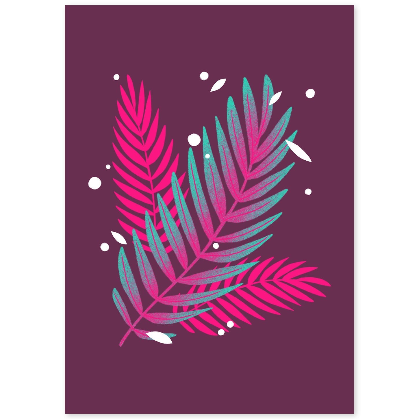 Lámina de arte abstracto Planta rosa. Pósters florales coloridos.-Artwork-Nacnic-A4-Sin marco-Nacnic Estudio SL