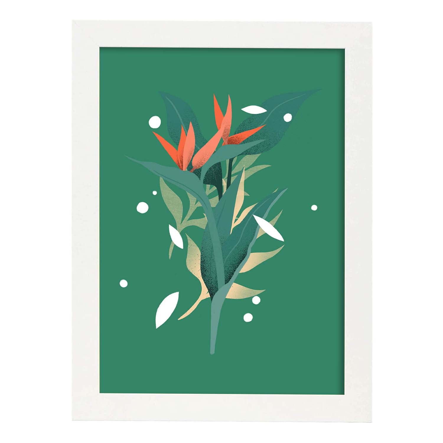 Lámina de arte abstracto Planta verde. Pósters florales coloridos.-Artwork-Nacnic-A3-Marco Blanco-Nacnic Estudio SL