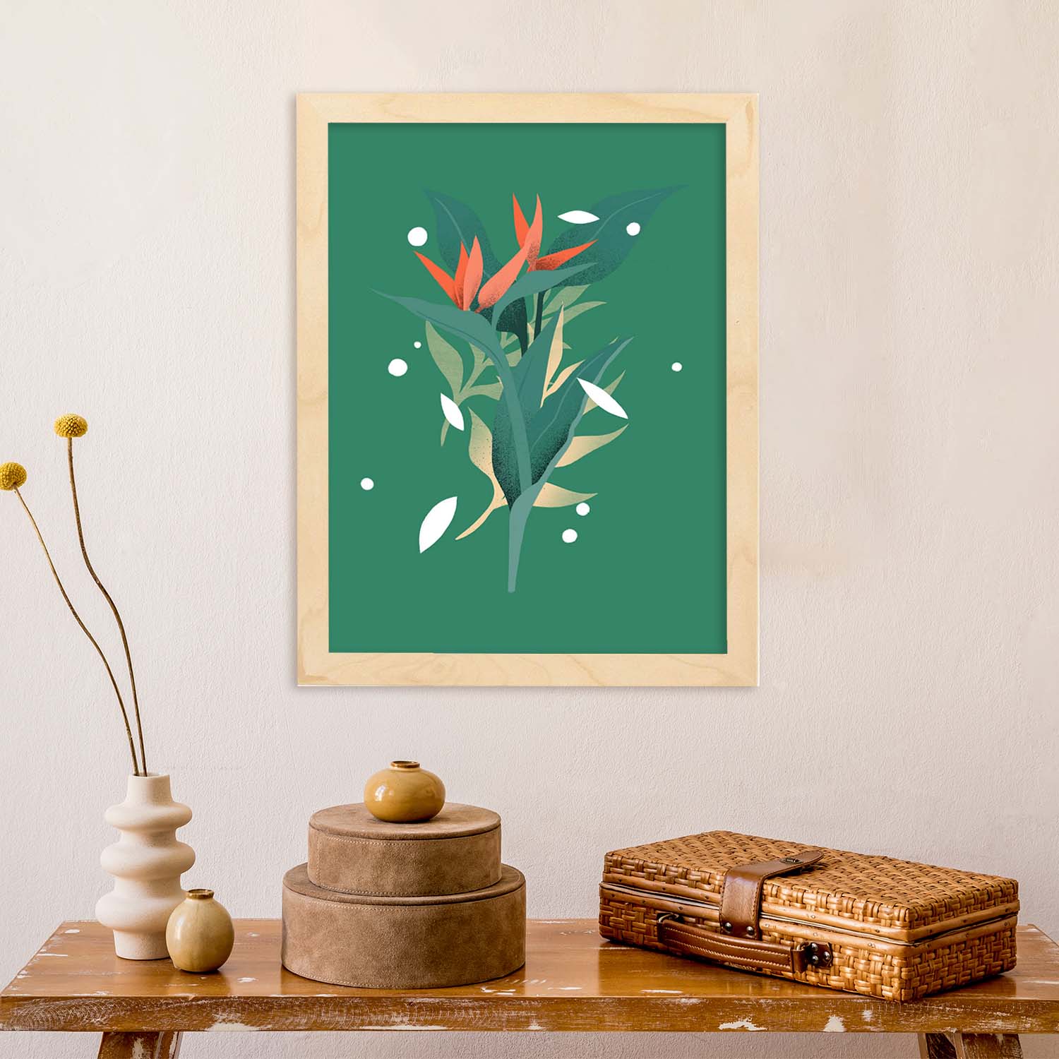 Lámina de arte abstracto Planta verde. Pósters florales coloridos.-Artwork-Nacnic-Nacnic Estudio SL
