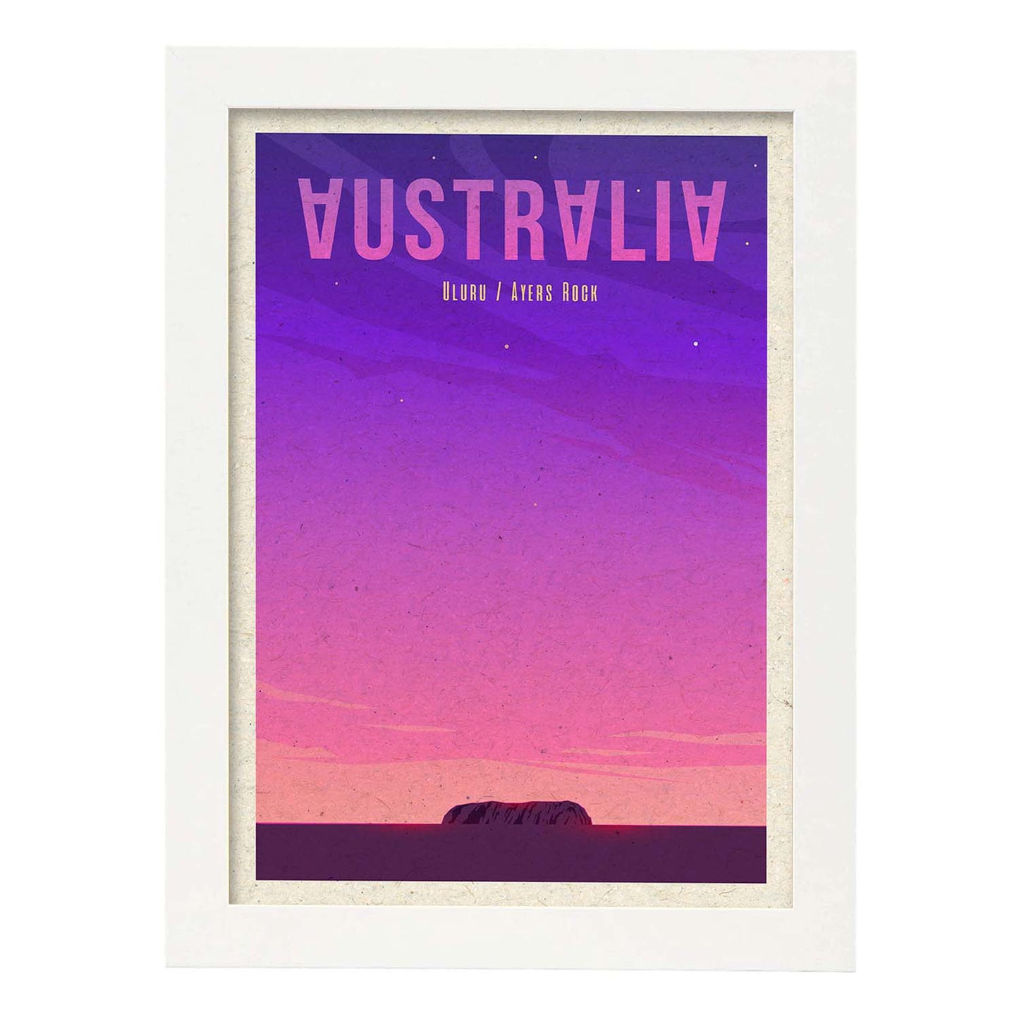 Lámina de Australia. Estilo vintage. Poster ciudad en colores. Anuncio Australia-Artwork-Nacnic-A4-Marco Blanco-Nacnic Estudio SL