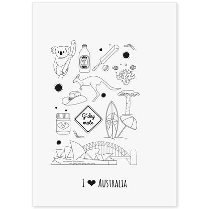 Lámina de Australia. Pósters de países y ciudades del mundo. Imágenes de monumentos y viajes.-Artwork-Nacnic-A4-Sin marco-Nacnic Estudio SL