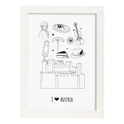 Lámina de Austria. Pósters de países y ciudades del mundo. Imágenes de monumentos y viajes.-Artwork-Nacnic-A4-Marco Blanco-Nacnic Estudio SL