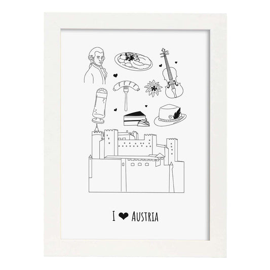 Lámina de Austria. Pósters de países y ciudades del mundo. Imágenes de monumentos y viajes.-Artwork-Nacnic-A4-Marco Blanco-Nacnic Estudio SL