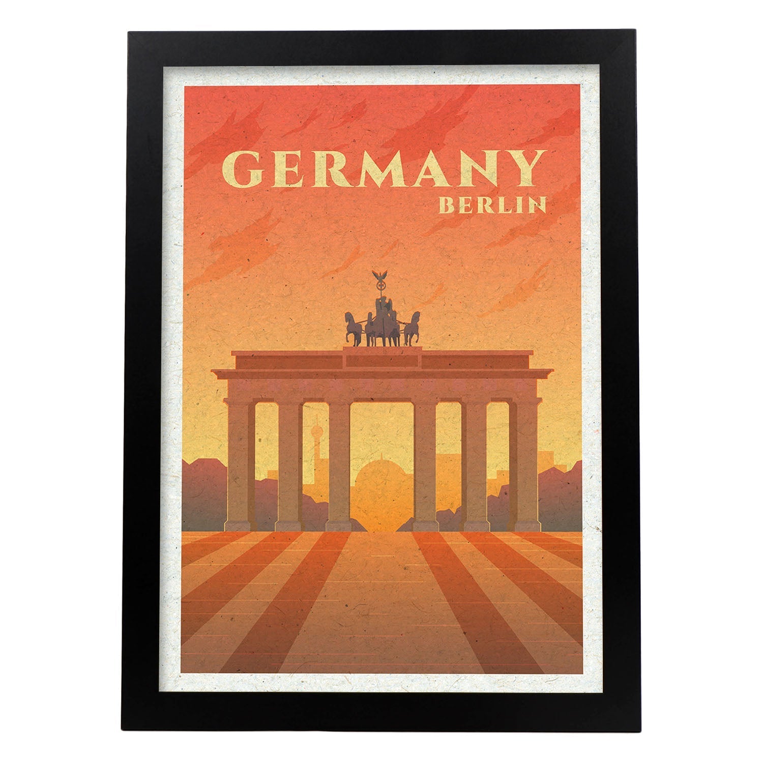 Lámina de Berlin. Estilo vintage. Poster ciudad en colores. Anuncio Berlin-Artwork-Nacnic-A3-Marco Negro-Nacnic Estudio SL