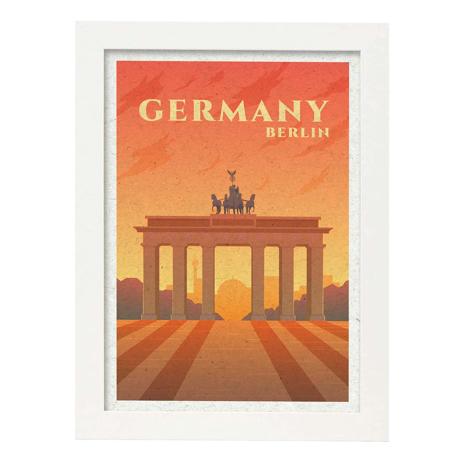 Lámina de Berlin. Estilo vintage. Poster ciudad en colores. Anuncio Berlin-Artwork-Nacnic-A4-Marco Blanco-Nacnic Estudio SL