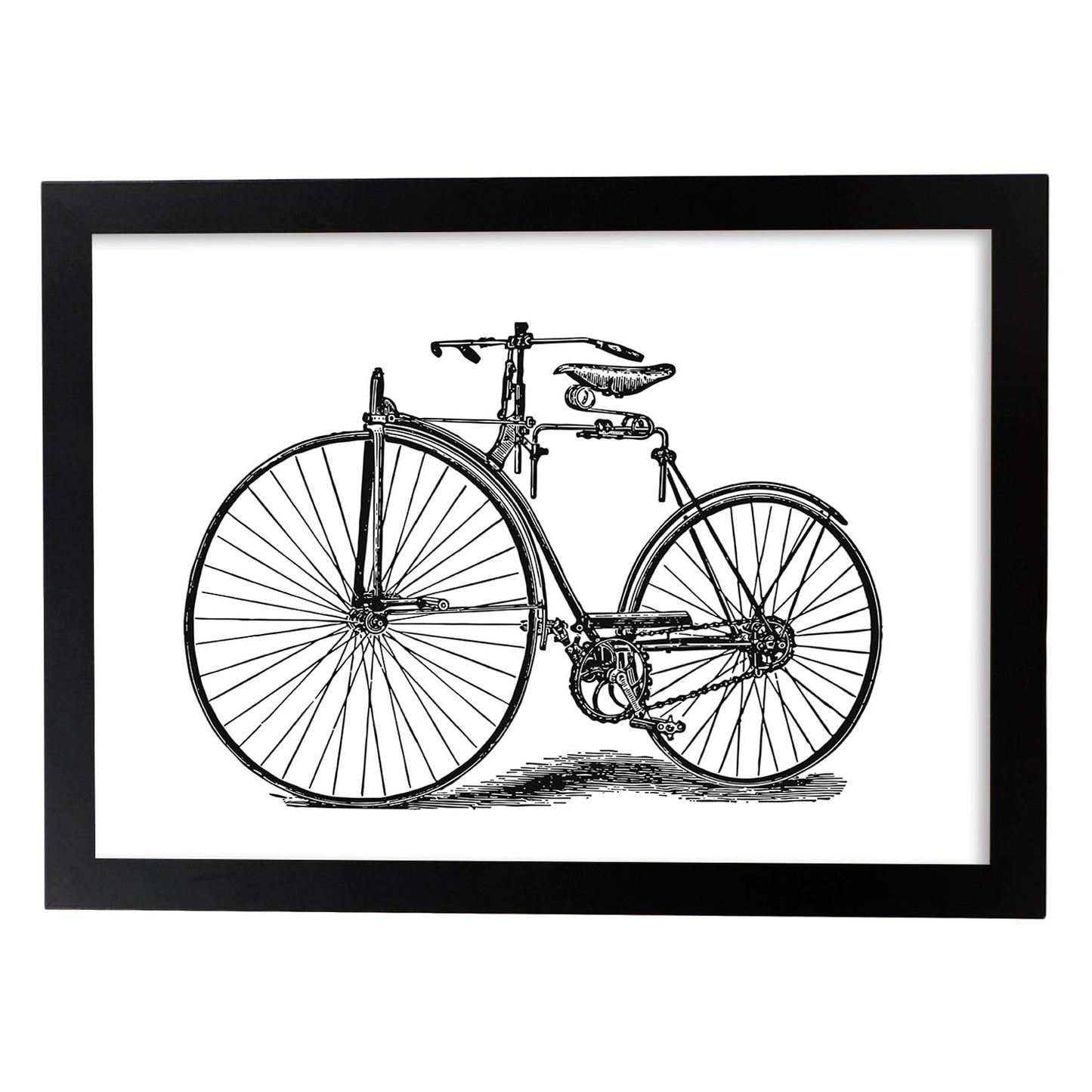 Lámina de Bicicleta antigua. Posters con objetos vintage.-Artwork-Nacnic-A3-Marco Negro-Nacnic Estudio SL