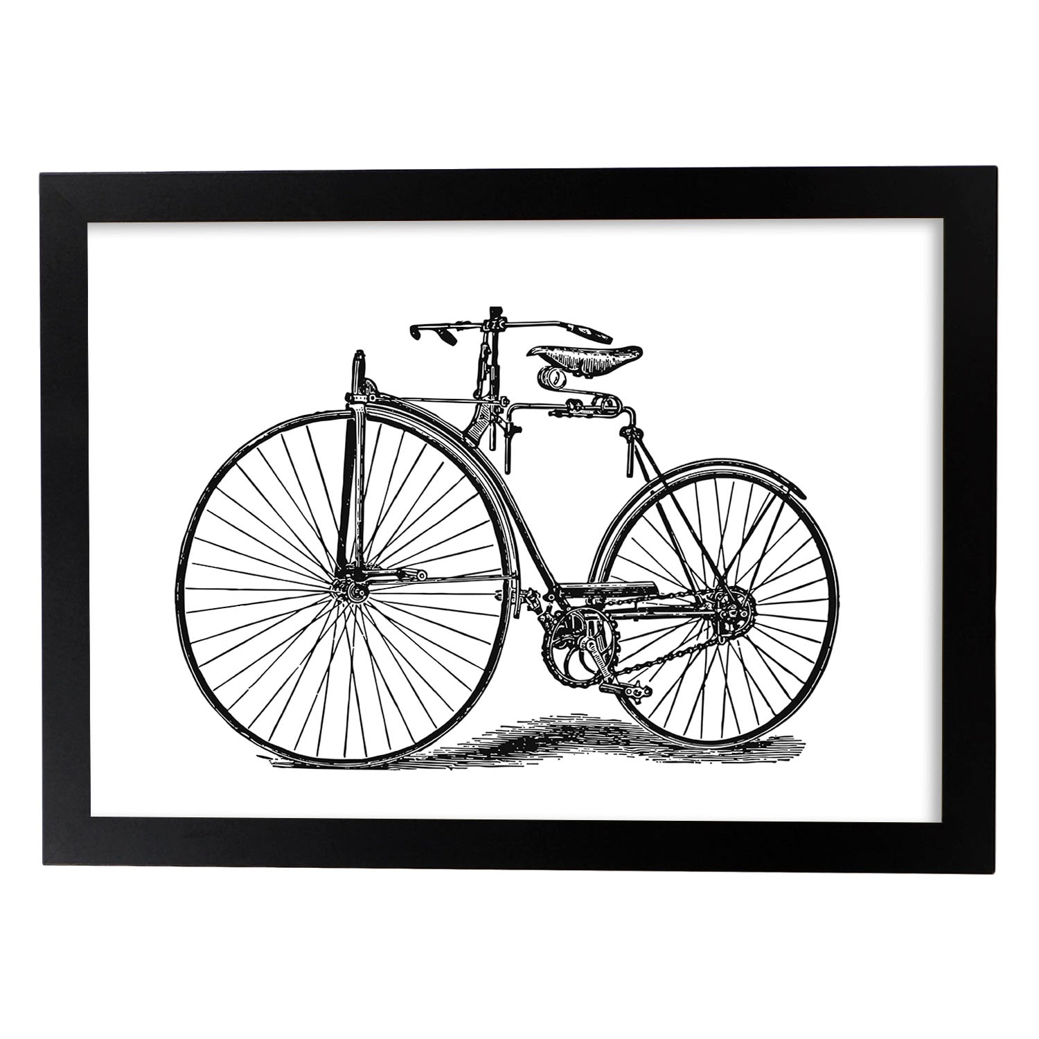 Lámina de Bicicleta antigua. Posters con objetos vintage.-Artwork-Nacnic-A4-Marco Negro-Nacnic Estudio SL
