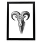 Lámina de Cabra montesa. Posters con animales en blanco y negro.-Artwork-Nacnic-A4-Marco Negro-Nacnic Estudio SL