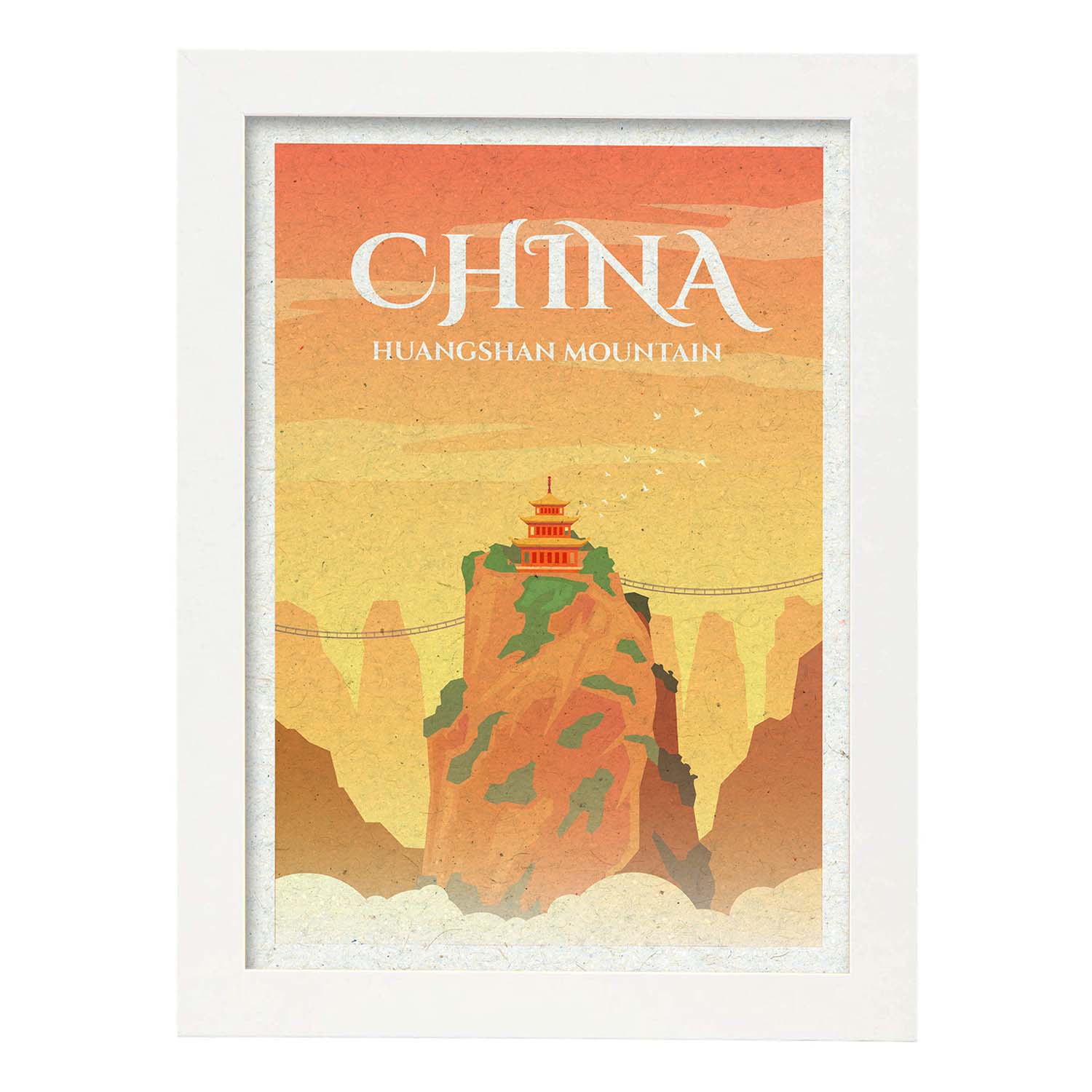 Lámina de China. Estilo vintage. Poster ciudad en colores. Anuncio China-Artwork-Nacnic-A3-Marco Blanco-Nacnic Estudio SL