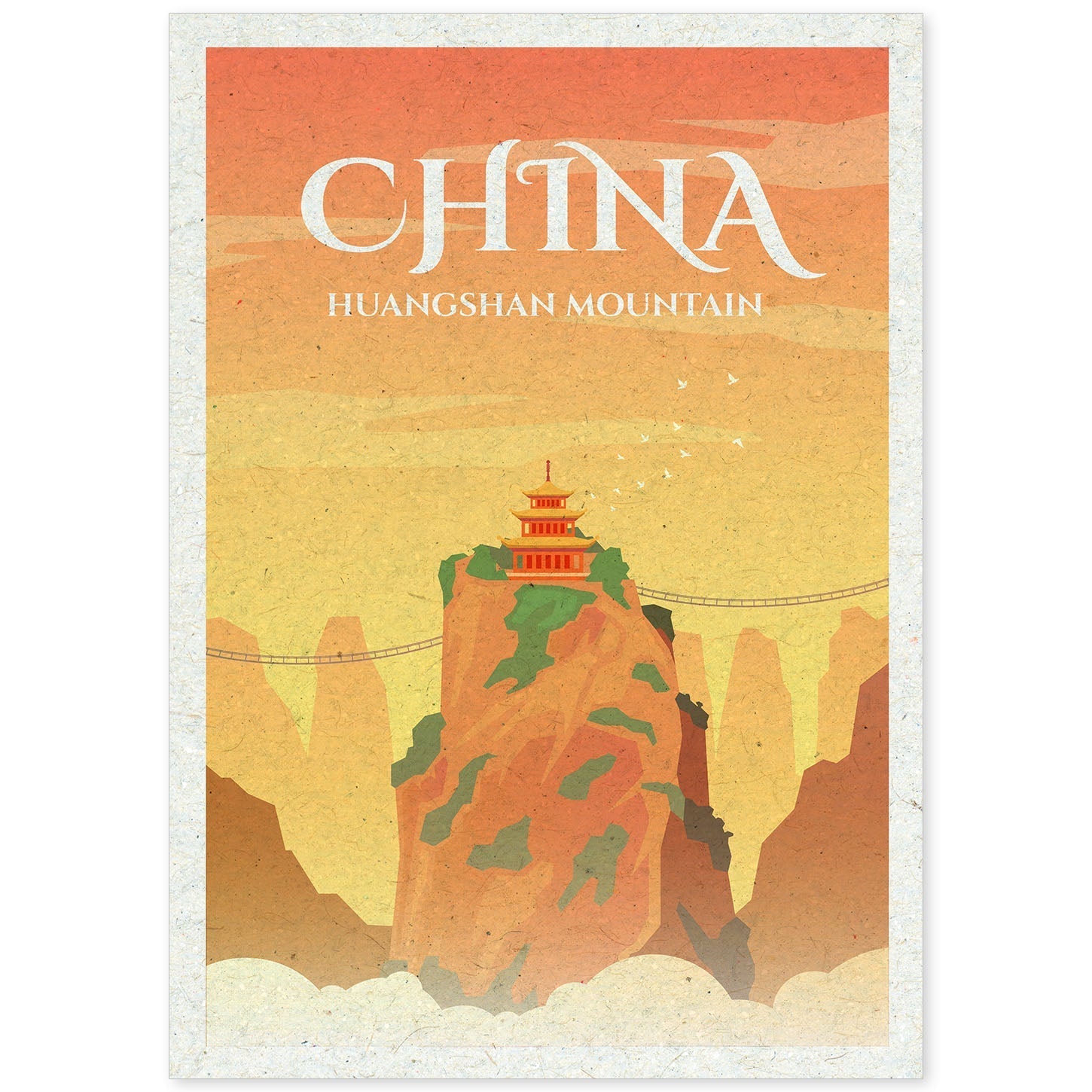 Lámina de China. Estilo vintage. Poster ciudad en colores. Anuncio China-Artwork-Nacnic-A4-Sin marco-Nacnic Estudio SL