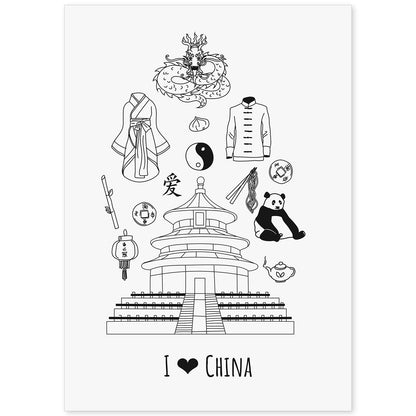 Lámina de China. Pósters de países y ciudades del mundo. Imágenes de monumentos y viajes.-Artwork-Nacnic-A4-Sin marco-Nacnic Estudio SL