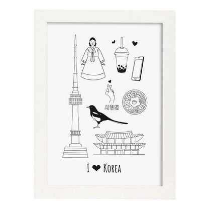 Lámina de Corea. Pósters de países y ciudades del mundo. Imágenes de monumentos y viajes.-Artwork-Nacnic-A4-Marco Blanco-Nacnic Estudio SL
