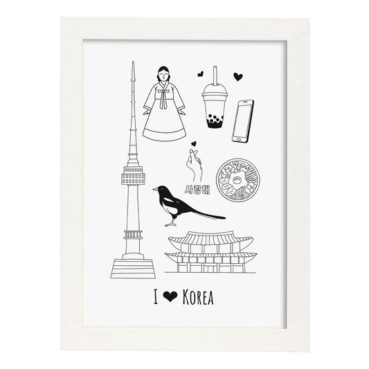 Lámina de Corea. Pósters de países y ciudades del mundo. Imágenes de monumentos y viajes.-Artwork-Nacnic-A4-Marco Blanco-Nacnic Estudio SL