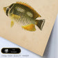 Lámina de dos peces amarillo gris y negro en , fondo papel vintage.-Artwork-Nacnic-Nacnic Estudio SL