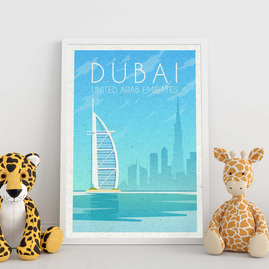 Lámina de Dubai. Estilo vintage. Poster ciudad en colores. Anuncio Dubai-Artwork-Nacnic-Nacnic Estudio SL