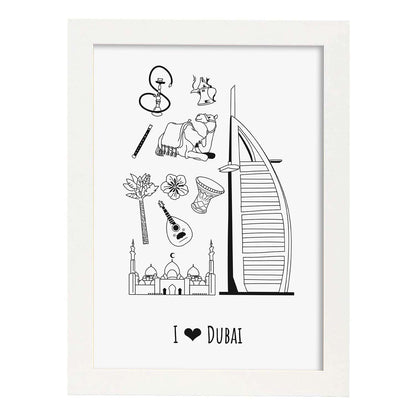 Lámina de Dubai. Pósters de países y ciudades del mundo. Imágenes de monumentos y viajes.-Artwork-Nacnic-A4-Marco Blanco-Nacnic Estudio SL