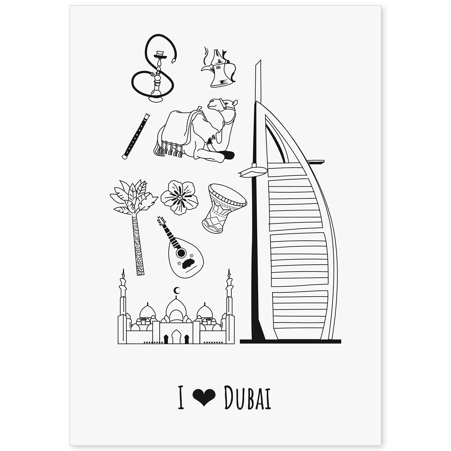 Lámina de Dubai. Pósters de países y ciudades del mundo. Imágenes de monumentos y viajes.-Artwork-Nacnic-A4-Sin marco-Nacnic Estudio SL