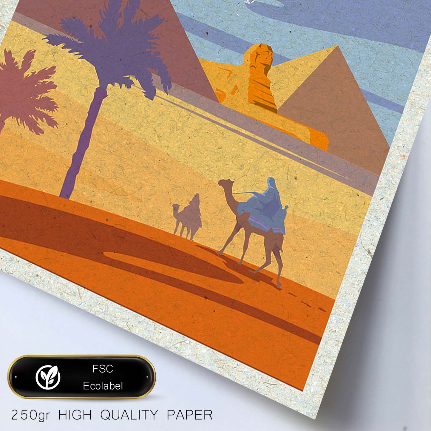 Lámina de Egipto. Estilo vintage. Poster de las piramides y la esfinge en colores. Anuncio Egipto-Artwork-Nacnic-Nacnic Estudio SL