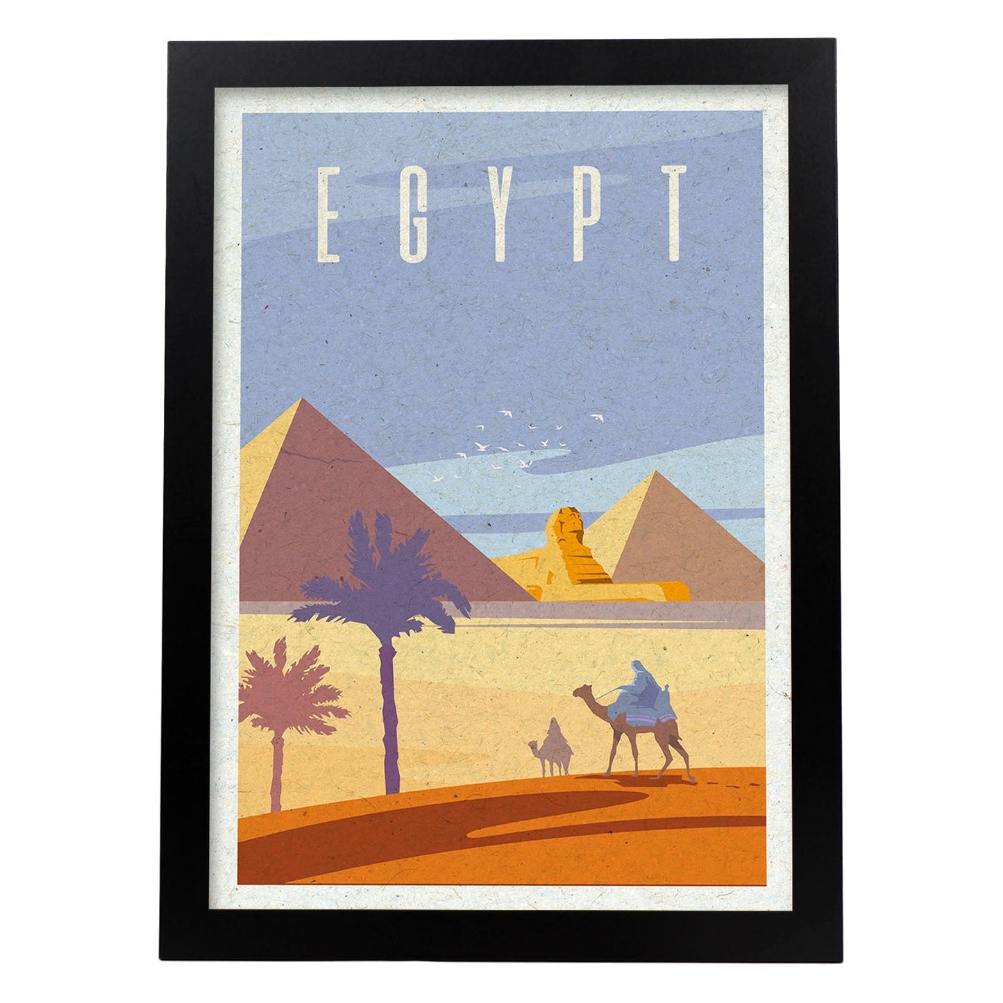 Lámina de Egipto. Estilo vintage. Poster de las piramides y la esfinge en colores. Anuncio Egipto-Artwork-Nacnic-A3-Marco Negro-Nacnic Estudio SL