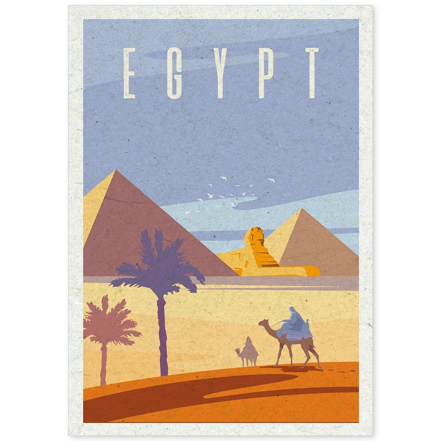 Lámina de Egipto. Estilo vintage. Poster de las piramides y la esfinge en colores. Anuncio Egipto-Artwork-Nacnic-A4-Sin marco-Nacnic Estudio SL