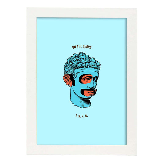 Lámina de En la orilla. Pósters con bustos minimalistas de los dioses de la mitología griega.-Artwork-Nacnic-A4-Marco Blanco-Nacnic Estudio SL
