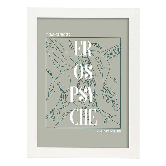 Lámina de Eros y Psique. Pósters con ilustraciones minimalistas de los dioses de la mitología griega.-Artwork-Nacnic-A4-Marco Blanco-Nacnic Estudio SL