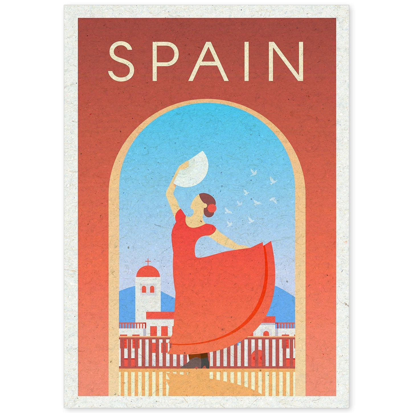 Lámina de España. Estilo vintage. Poster ciudad en colores. Anuncio España-Artwork-Nacnic-A4-Sin marco-Nacnic Estudio SL