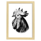 Lámina de Gallo. Posters con animales en blanco y negro.-Artwork-Nacnic-A3-Marco Madera clara-Nacnic Estudio SL