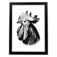 Lámina de Gallo. Posters con animales en blanco y negro.-Artwork-Nacnic-A4-Marco Negro-Nacnic Estudio SL