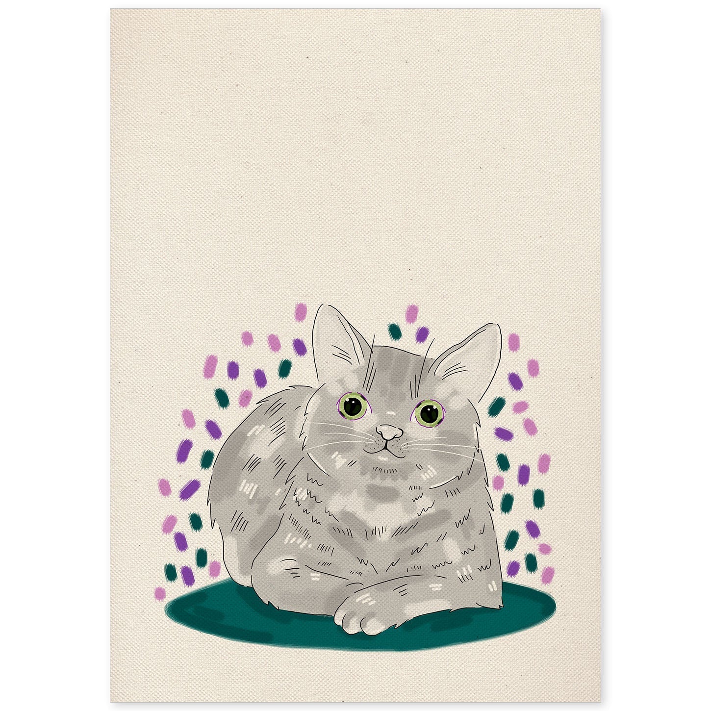 Lámina de gato gris tumbado en , colorido divertido .-Artwork-Nacnic-A4-Sin marco-Nacnic Estudio SL