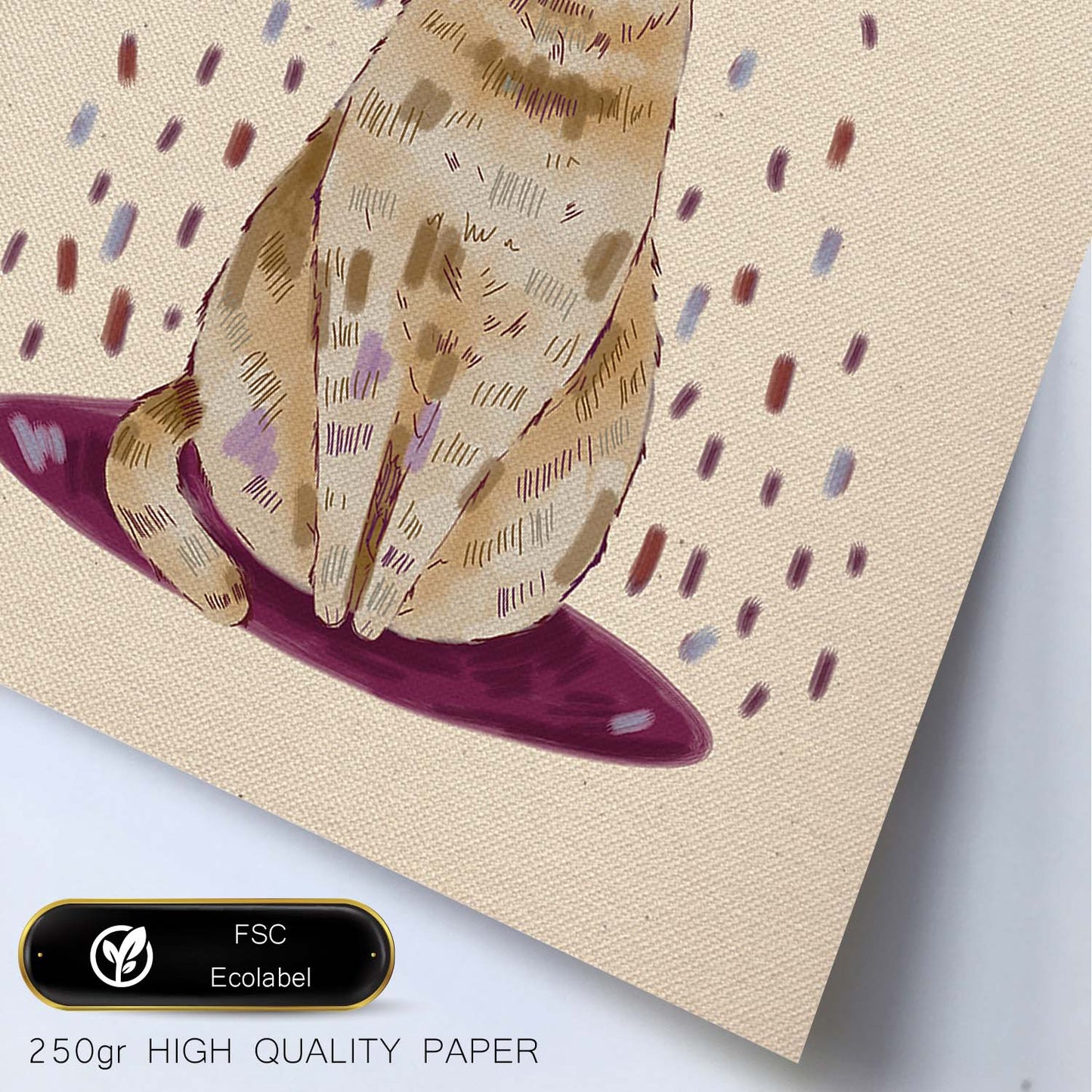 Lámina de gato marron beige sentado en , colorido divertido Poster papel 250 gr alta calidad.-Artwork-Nacnic-Nacnic Estudio SL