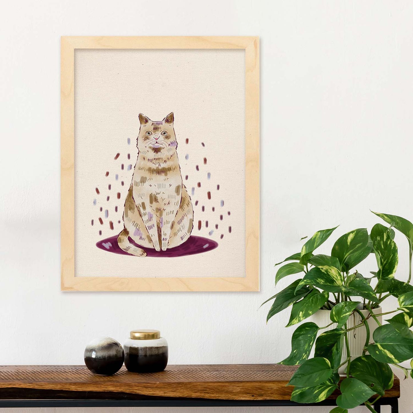 Lámina de gato marron beige sentado en , colorido divertido Poster papel 250 gr alta calidad.-Artwork-Nacnic-Nacnic Estudio SL