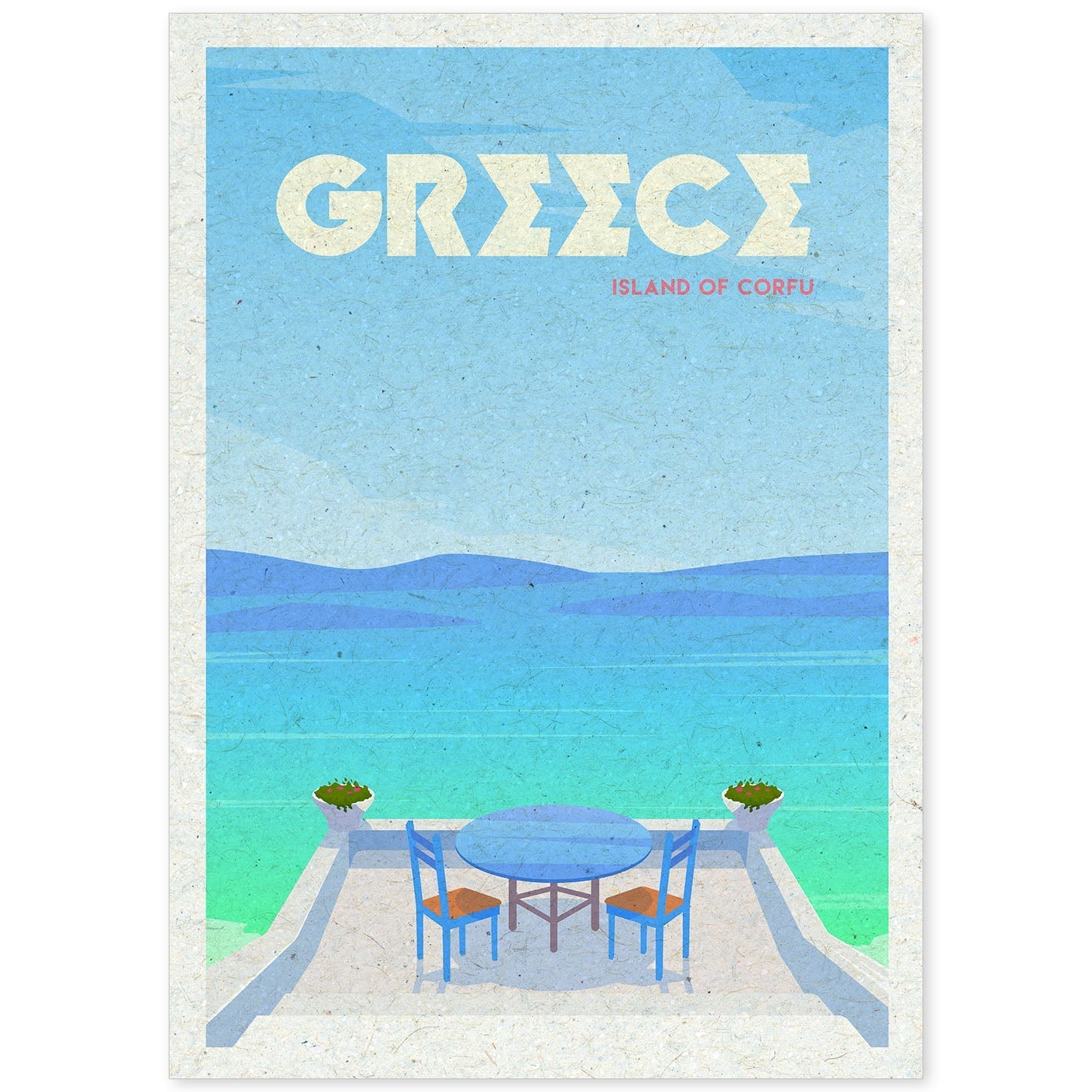 Lámina de Grecia. Estilo vintage. Poster ciudad en colores. Anuncio Grecia-Artwork-Nacnic-A4-Sin marco-Nacnic Estudio SL