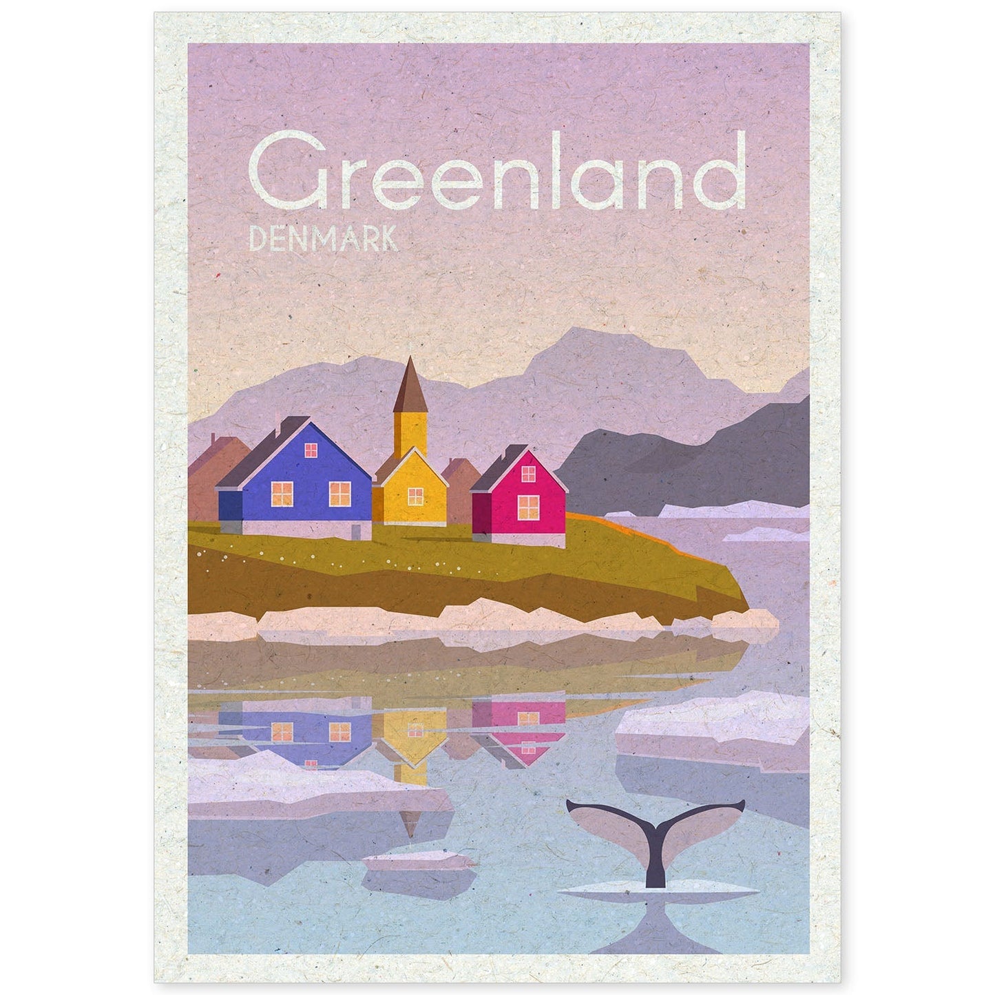 Lámina de Groenlandia. Estilo vintage. Poster ciudad en colores. Anuncio Groenlandia-Artwork-Nacnic-A4-Sin marco-Nacnic Estudio SL